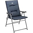 Trail Monarch Folding Camping Chair Padded High Back Outdoor Garden Armchair Seat (Blue & Black)