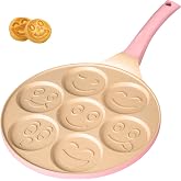 Erreke Non-stick Pancake Pan with Caritas Design, Induction | Frigideira Pancakes. Double layer. Soft touch handle. 7 Pancake
