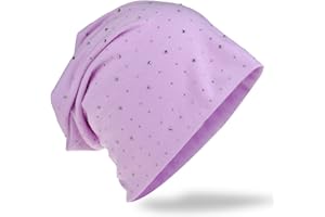 MIOBO Cappello in morbido jersey con pregiata decorazione di strass, moda unisex, tinta unita