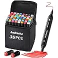 Amitasha 36 Colors Art Markers Set Dual Sided Chisel Tip Marker Pens For Kids Adult for Wood, Canvas, Stone, Rock Painting, Glass, Ceramic Surfaces, DIY Crafts Making Creative Art Supplies
