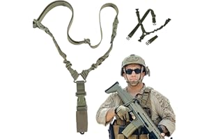 CXAFQ Jednopunktowa Smycz, Jednopunktowy Pasek Na Broń, Zawiesie Karabinowe, Zawiesie Airsoftowe, Pas Taktyczny Z Poduszkami Na Ramiona, Z Metalowym Hakiem, Regulowany, Zdejmowany