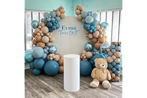 AUEZONA Kit Ghirlanda Palloncini Blu Marroni, 126 pezzi Arco Ghirlanda Palloncini con Palloncini Azzurri Marroni Albicocca, Palloncini Kit Ghirlanda per Compleanno Battesimo Bambino Matrimonio Nascita Bimbo