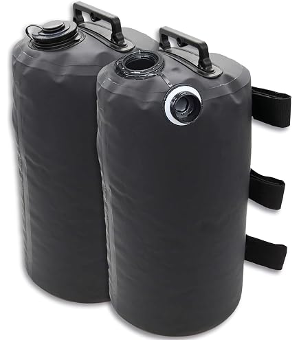 Set Di 4 Pesi Per Gazebo – Riempibili Con Acqua O Sabbia – Per Tende E Padiglioni – Diametro Palo 20-40 Mm – Colore Nero