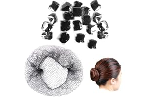 Clyhon 20 szt. siatki na włosy niewidoczna, elastyczna siatka na włosy do tańca baletowego 50 cm czarna