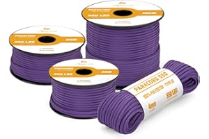 Abma Cord Paracord 4mm 15m Corda Paracord 550 Tipo III 7 Fili per All'aperto, Sopravvivenza, Campeggio, Fai Da Te - Max. 250 kg - Viola