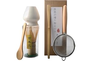 FLEARITZO MATCHA KIT 5 pezzi – Set da Tè Giapponese con Chasen Supporto per frullino in ceramica e Cucchiaio scelta perfetta per gli amanti del Matcha (Bianco)