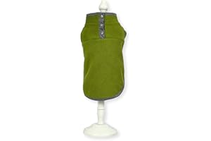 Cara Mia Dogwear Lightweight Button Neck Dog Fleece Vest Shirt Coat (XL, Green/Grey)