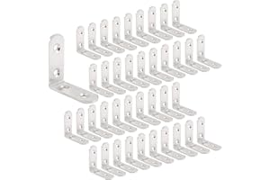 LIKERAINY 90 Grado Soporte de ángulo Escuadras Acero Inox Forma de L Soporte de Esquina 50x50x16mm Para Conectores de Silla de Estantería de Muebles Corner Brace 40 Pieces