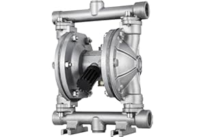 VEVOR Air Powered Double Diaphragm Pump, 1/2" Inlet and Outlet, Stainless Steel Housing, 8.8 GPM and Max 120 PSI, Pneumatic PTFE Diaphragm Transfer Pump for Petroleum, Diesel, Oil and Liquids