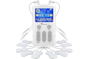‎AUXOLIEV Auxoliev Tens Schmerztherapie wiederaufladbare Dual-Kanal 25 Modus 50 Stärke 10 Elektrode Pads Schmerzlinderung beschleunigen Muskel Erholung Elektrische Puls Impuls Muskelstimulation Geräte