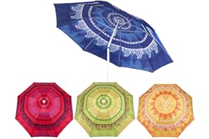 Vivo Technologies 1.9m Garden Parasol Umbrella Tilt Mandala Outdoor Sun Shade, 6.5ft Sunshade Canopy Tilting UV Protective for Beach,Garden,Pool and Patio,Orange