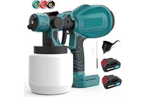 WAKKAPEINT Akku Farbsprühsystem für Makita 18v Akku, 3-in-1-Sprühbild Farbsprühgerät, zum Streichen von Wänden, Möbeln, Gartenzäunen Farbsprühpistole 1000ml Abnehmbarer Behälter(Mit 1 Akku und Ladegerät)