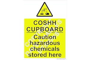 DAVE CHARLES DESIGNS COSHH Cupboard Safety Sign - Self Adhesive Vinyl Sticker 150mm x 200mm The clearest Cosh Cupboard Safety Sign. Health and safety signs