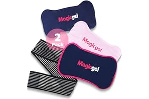 Magic Gel Poche de Glace en Gel avec Sangle - 28x14cm Lot de 2 - Poches de Froid pour Genou & Cheville - Compresse à Glace Froide Versatile - Vessie de Froid Réutilisable & Durable