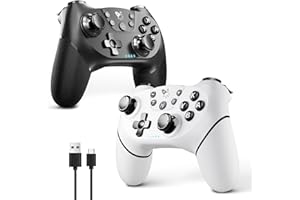 AceGamer 2pcs Wireless Controller für Switch/Switch 2/Lite/OLED, Controller für Switch Pro mit Weckfunktion mit einer Taste，Switch Pro Controller mit Doppel vibration/Turbo/Screenshot (Schwarz & Weiß)