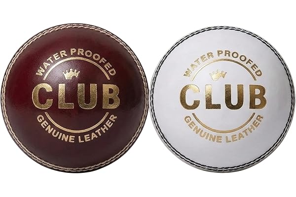 Playzoo Shield 20 Cricket Balls Colour: Red & White Pack Size: Pack of 2 Water-Resistant Leather Ball Suitable for Practice Game Tournament Game Cork