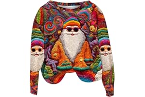 GENERIC 2023 Sweat de Noel Femme Pull Noel Rigolo Imprimé Hiver Pull Noël Femme Drole Pull De Noel Femmes Pull Noel Moche Pull Noel Ugly Pull Noel Rigolo Sweat Polaire Femme Hiver Chaud Sweatshirt