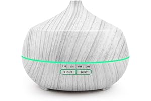CHICSOLIS Aroma Diffuser für Ätherische Öle Luftbefeuchter: 400ml Diffuser Ätherische Öle Aromatherapie Öle Diffusor Holzmaserung Diffusor Ultraschall Duft Diffuser für Schlafzimmer Wohnung Büro Yoga (Weiß)