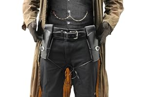 I LOVE FANCY DRESS ADULTS DELUXE TWIN GUN HOLSTERS FAUX LEATHER COSTUME ACCESSORY PERFECT FOR WESTERN COWBOY WILD WEST ARMY POLICE SECRET AGENT FILM BOOK CHARACTER FANCY DRESS PARTY - BELT IN TWO SIZES