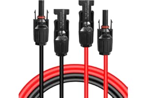 GELRHONR 10AWG 6mm² Solar Panel Extension Cable with Female and Male Connectors,Solar Panel Adaptor Kit for Solar Panels, Photovoltaic Systems(Red+Black) (10AWG 2M/6.5FT)