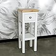 GROFurniture Snow White Painted Console Table, 1 Drawer Slim End Table for Living Room or Hallway Cabinet, Ready Assembled Oak Furniture (White Small)