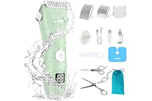 ENSSU Baby Hair Clipper-Quiet Kid Hair Clipper with Safe Ceramic Blade & LCD Power Display, Professional Hair Trimmer for Kids Waterproof Rechargeable Haircut Kit for Toddler Children, 1 Hour Fast Charge