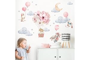 Little Deco DL696-2 tatuaż ścienny do pokoju dziecięcego, dla dziewczynki, lwa, safari, naklejka ścienna, zając, zwierzęta, pokój zabaw, dekoracja ścienna, balon, pokój dziecięcy, obraz ścienny