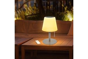 UUFFOO Lampada da Tavolo Solare,2in1 Ricarica Solare e Ricarica USB Portatile Lampade da Tavolo da Esterni con Telecomando,Dimmerabile 8 Colore Lampada Solare da Tavolo per Giardino Balcone (grigio)