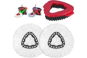 BONISON Spin Mop Head Replacement Scrub Brush Compatible with Vileda EasyWring 1 Tank System Turbo Microfiber Swivel Refills Scrubbing Floor Scrubber for Bathroom Garage Kitchen Floor Pools Wall