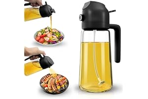 Dictien Spruzzatore per olio 2 in 1,Spruzzo di Olio per Friggitrice ad Aria Calda 470ml,Spray Olio Per Friggitrice ad Aria, Erogatore di Olio Della Bottiglia da Cucina per Cucina
