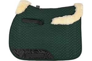 Engel Reitsport | SCHABRA4-VSS-GRU-MED | Schabracke | Lammfell im Sattelbereich - Half Lined | Steppstoff | Fellkranz vorne & hinten | Vielseitigkeit | Stoff grün Fell med.