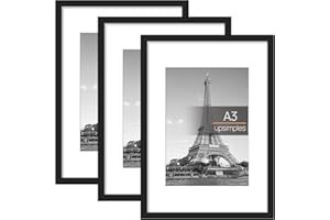 upsimples Marco A3 cm, Paquete de 3 Marcos de Fotos Para Colgar en la Pared 29.7x42 cm Negro, para Título Universitario, Poster, Puzzle