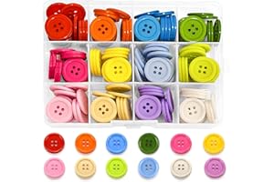 MOSTFUN 180 Piezas Botones de Resina Redondos Botones, 20 mm Grandes Botones con 4 Agujero con Caja de Almacenamiento, para Costura y Tejer, Manualidades, Decoración, 12 Colores