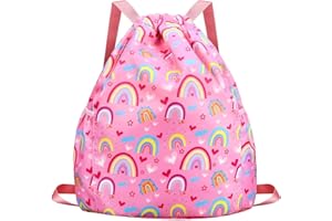 RHCPFOVR Sac à dos à cordon pour enfants - Sacs licorne pour filles Gym Dance Beach Swim Travel Bag