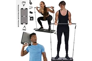 NOMADIX FITNESS EVO Gym - Equipo portátil de entrenamiento de fuerza para gimnasio en casa, gimnasio en casa, todo en uno, bandas de resistencia, base sostiene barra de gimnasio y asas para viajes, equipo portátil de