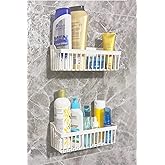 SAFESTORE Yapışkanlı Banyo Rafı 2'li Banyo D&uuml;zenleyici Duş Rafı Kanca Askılı Organizer Şampuanlık Plastik