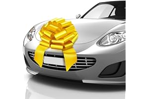 Zoe Deco Big Car Bow (Yellow, 18 Inch / 46 cm), Giant Bow for Car, Birthday Bow, Huge Car Bow, Car Bows, Big Yellow Bow, Bow for Gifts, Christmas Bows for Cars, Gift Wrapping, Big Gift Bow