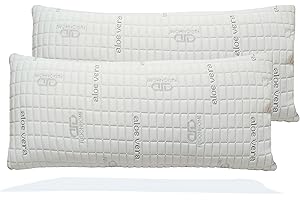 FUSIONHOME - Almohada Viscoelástica Aloe Vera Pack 2 Almohadas 70 cm - Tejido Strech Aloe Vera Transpirable, Relleno 100% Copos Viscoelásticos Termoregulable y Memory Foam - Firmeza Media-Alta