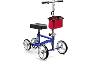 REAQER Rolka na kolana do urazów kostek lub stóp, regulowana pomoc przy chodzeniu kolana, na kolana, z regulacją wysokości z 4 kółkami, zamiennik do kul