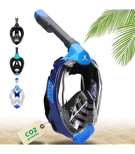 Khroom Máscara De Snorkel Para Niños De 3 A 10 Años: Full Face Con Seguridad CO2 Probada Por TÜV, Incluye Bolsa De Transporte