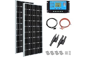 XINPUGUANG 200w Kit de panel solar 2pcs 100W 18V Módulo solar fotovoltaico monocristalino 20A Cable controlador para autocaravana Coche Caravana Inicio 12v Carga de batería