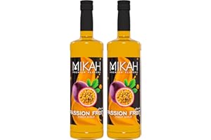 Mikah - Premium Flavors - Passion Fruit (Maracuja) x2 | Sciroppo Per Drink e Dessert | Uso Professionale | 2 Bottiglie da 1 Litro (2x1000ml)