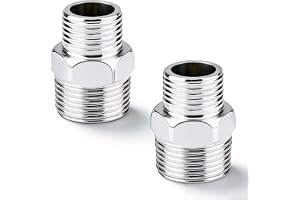 Set med 2 dubbelstålnippel 1/2 tum MF till 3/8 tum MF | Reduceringsanslutning 1/2 av 3/8 hangänga för rör, vatten, hydraulik, växter, industri, dricks