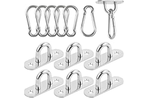 ENUTROF Piastra con Occhiello in Acciaio Inox a U Resistenti Placca Occhiello Eye Piastra Gancio da Muro Piastra 6pezzi con Moschettone per Hardware Yoga Altalene Amache Tendalino(L-U)