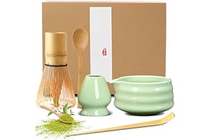 BUCOMTU 5 pièces Matcha Kit Fouets à Matcha Convient à la Préparation de Thé Matcha pour la Maison, le Bureau et le Salon de Thé Fouet Matcha