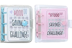 AEROGLO 2 Pack $1000 Mini Savings Challenge Binder, Mini 25 Envelope Challenge Binder Money Saving Wallet, Easy and Fun Way to Save $1000 Budget Book, Cash Envelope Challenge Binder Money Saving