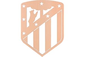 G&J HOME | Cuadro Escudo AT. Madrid Hecho Madera Natural Haya y 1 Llavero incluido, Decoración Moderna y Original para Hogar, Oficina, Habitación, Regalo Comunion, Cumpleaños y Aficionados al Futbol