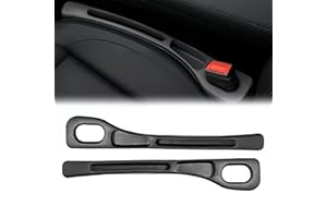 FLLYVLY Organizador de Asiento de Coche 2025,Caja de Almacenamiento Universal para Asientos de Coche, Relleno de Huecos, Apto para Coches,SUVs y Camiones, Material de Piel Sintética, Negro,Pack de 2 Unidades