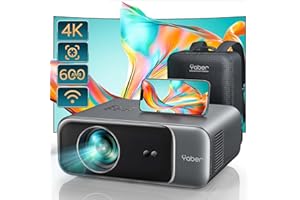 ‎YABER Beamer【Autofokus/Trapezkorrektur】 600 ANSI 1080P Full HD Beamer 4K Unterstützt, YABER WiFi6 Bluetooth Video Beamer Heimkino, 50% Zoom 300'' Display LED Beamer für iOS/Android/TV Stick/PS5 HDMI USB