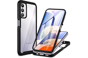 CENHUFO Funda Samsung A14 5G/4G, Carcasa Antigolpes 360 Grados con Protector Pantalla Integrado, Robusta Doble Cara Case Transparente Anti-Amarilleo Capa Funda para Samsung Galaxy A14 5G/4G -Negro